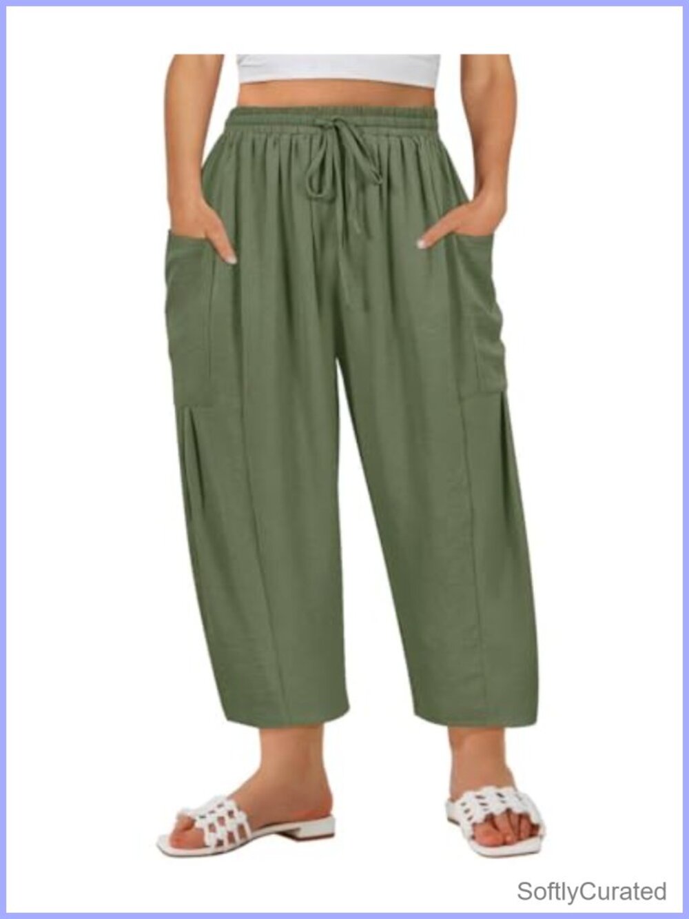 Plus Size Drawstring Palazzo Harem Pants Lightweight Summer Beach Pants with